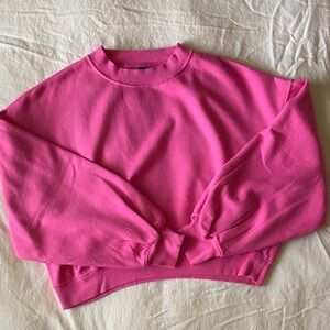 Old Navy Bright Pink cropped Fleece Pullover